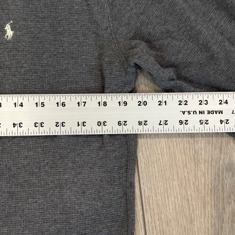 Polo Ralph Lauren Thermal Shirt Mens XL Gray Waffle Knit Long Sleeve Pony Logo